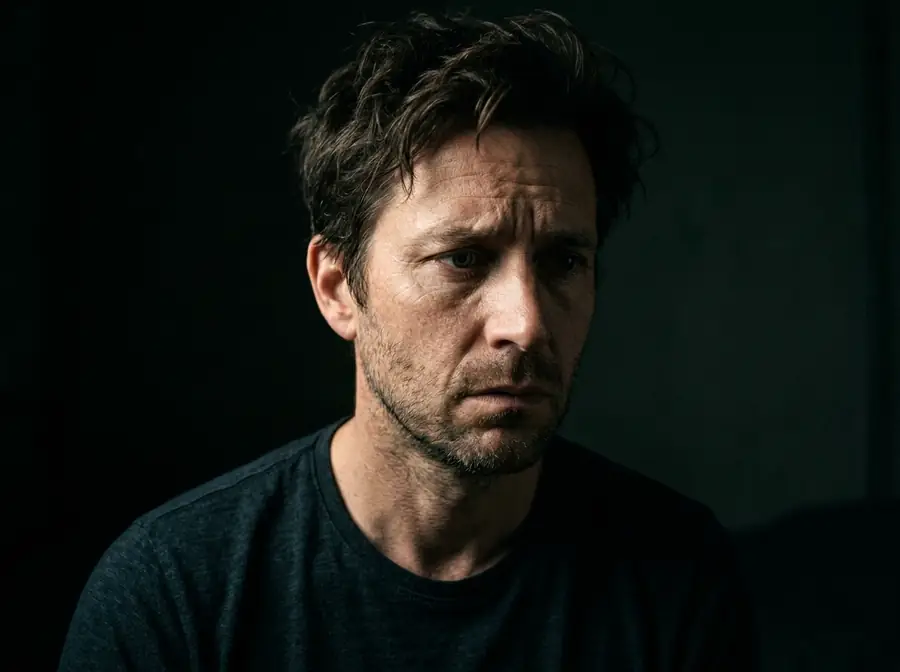 A thoughtful man in a dark room